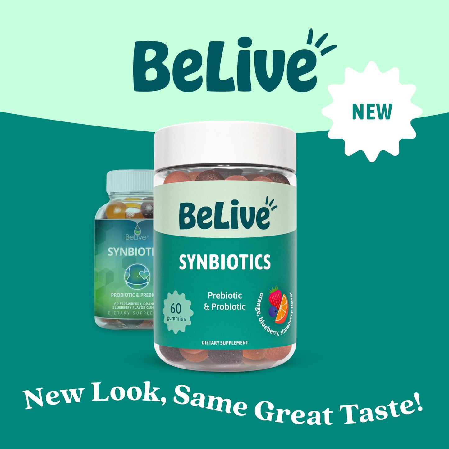BeLive Synbiotics Probiotic & Prebiotic Fiber Gummies, 60 Count