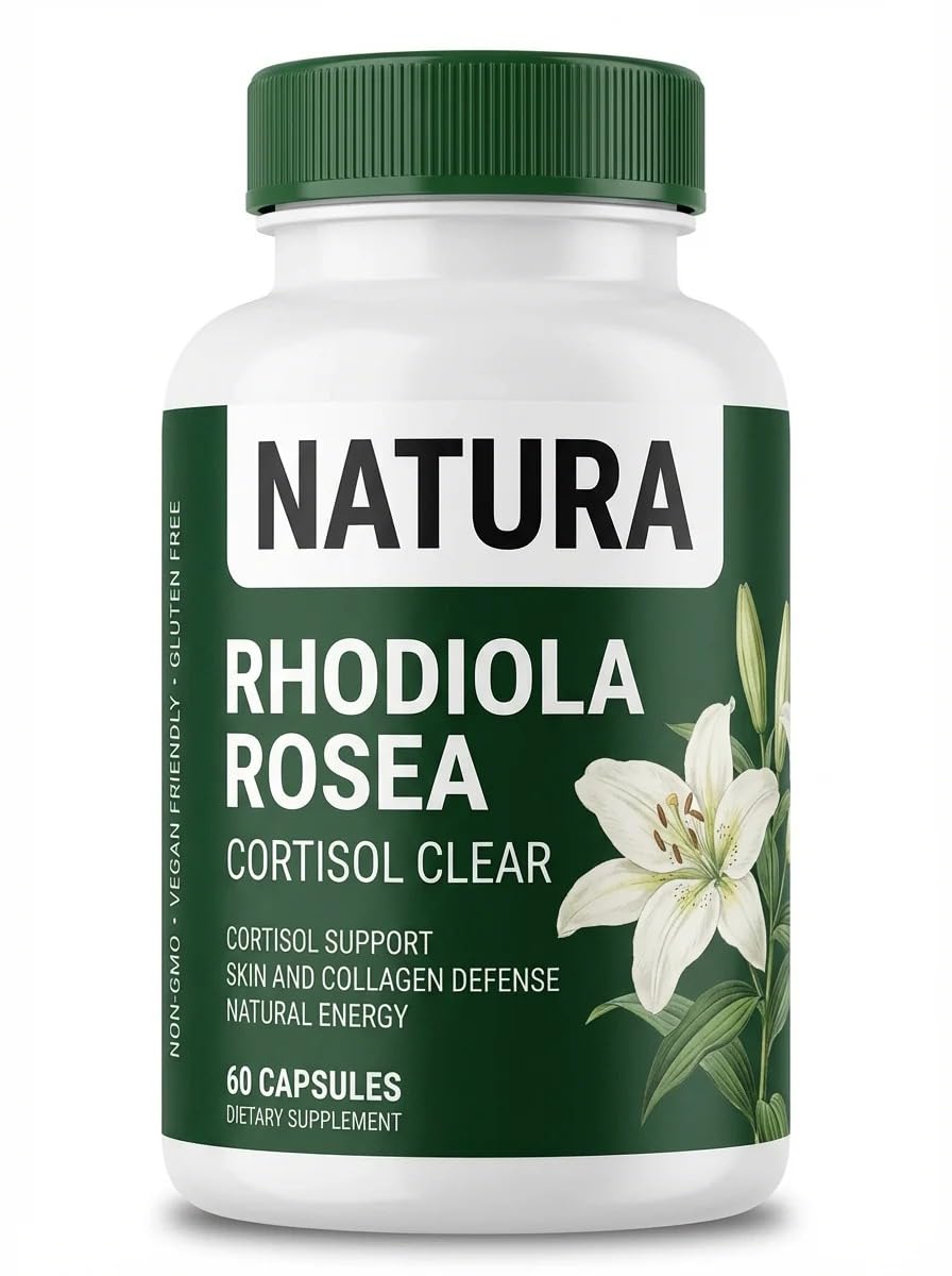 Jurnao Natura Cortisol Clear, Natural Rhodiola Rosea Supplement, Non-GMO Softgel, 1