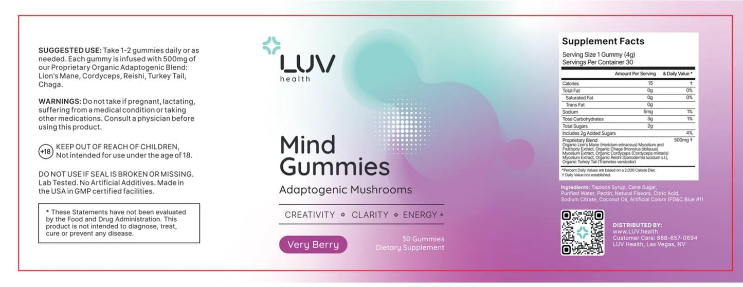 LUV health Mind Gummies Gummy 30 Count