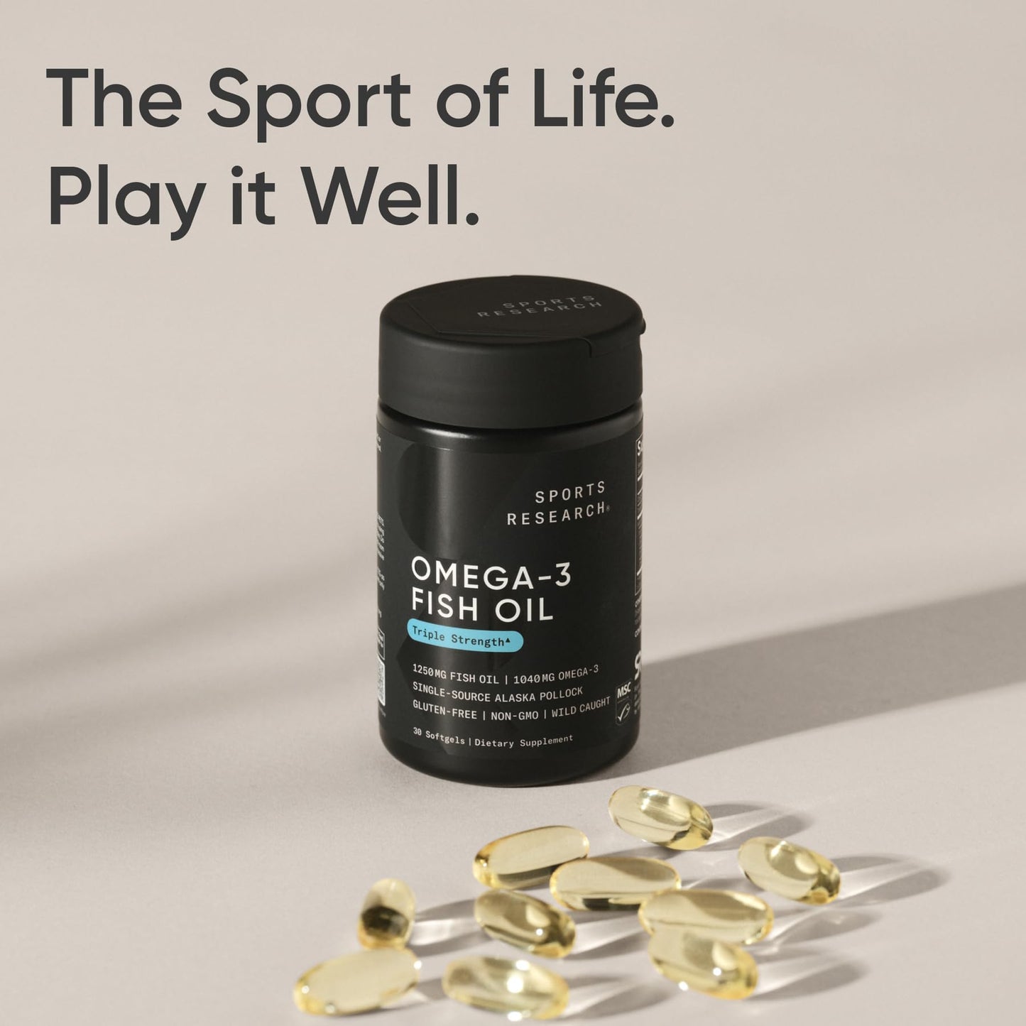 Sports Research Omega-3 Fish Oil 1250mg Softgels 30 Count