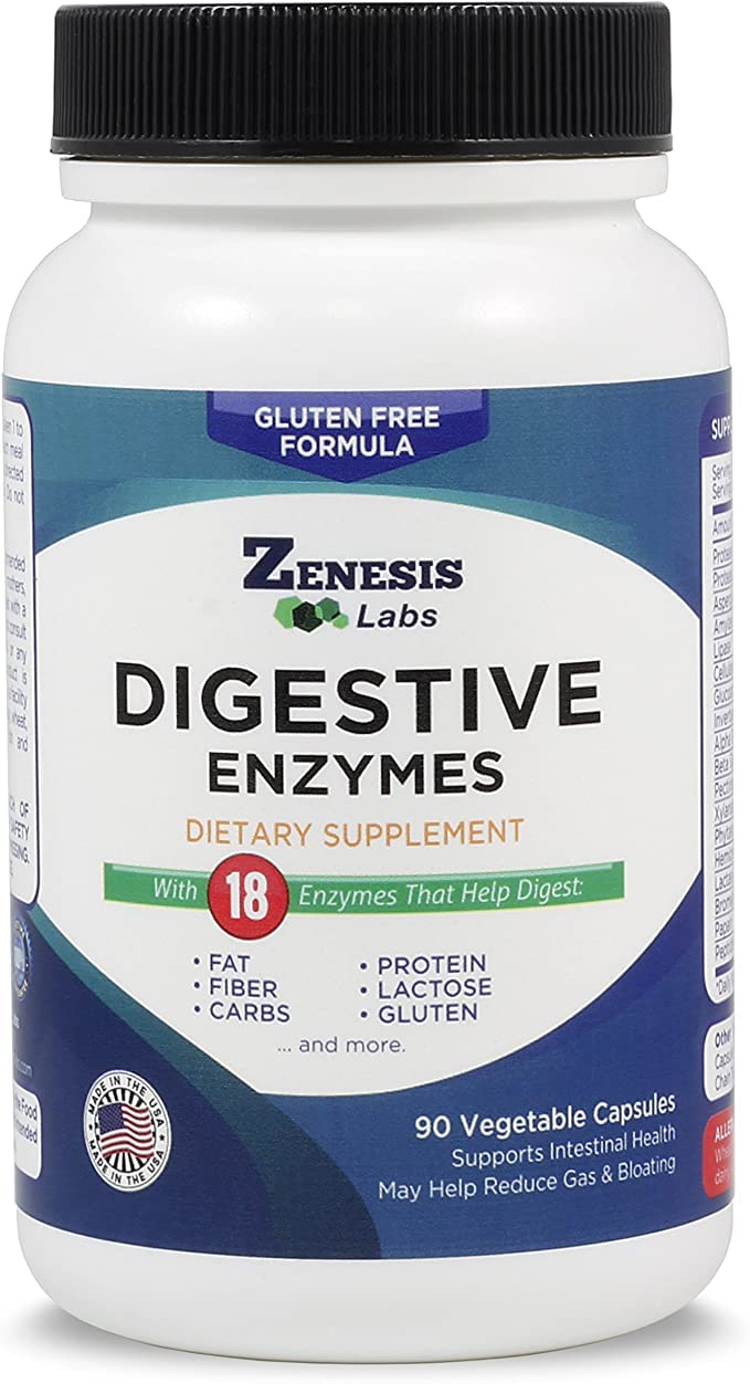 Zenesis Labs Digestive Enzymes with Amylase, Bromelain, Protease, Lipase & 14 Other Enzymes, 360 Capsules