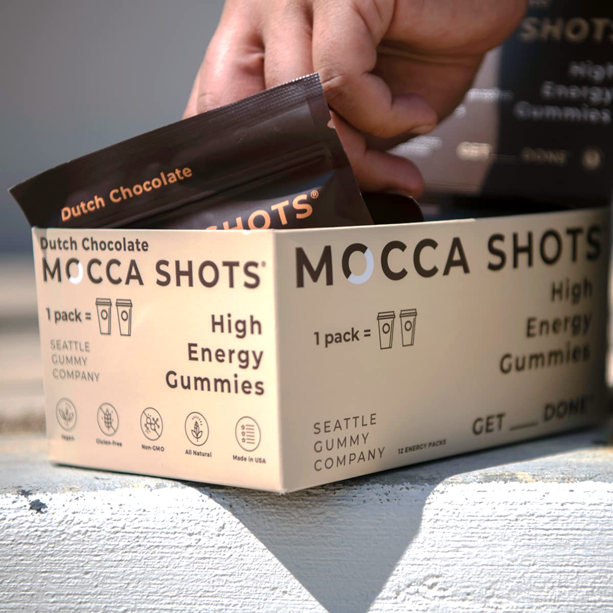 SGC Mocca Shots Dutch Chocolate 100mg Caffeine Gummies, 24-count