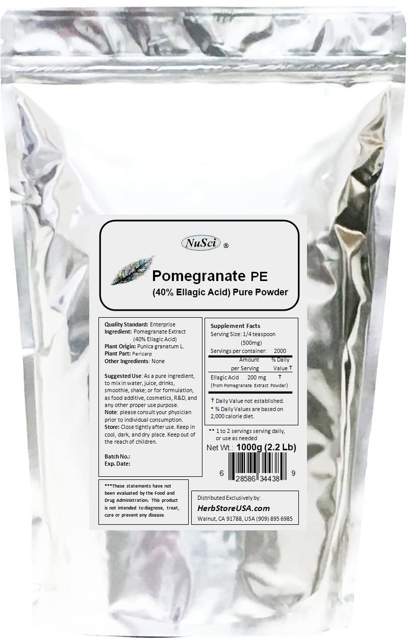 NuSci Pomegranate Extract Powder standardized 40% Ellagic Acid, 17.64 oz