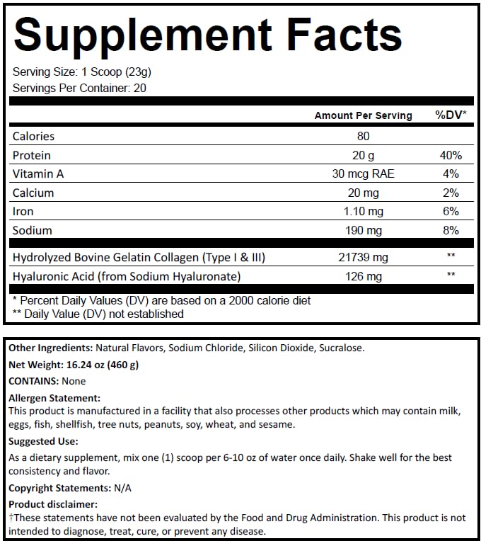 Samnites Nutrition Collagen Powder Cinnamon Roll Flavor, 20g Protein, 1.25 Pound