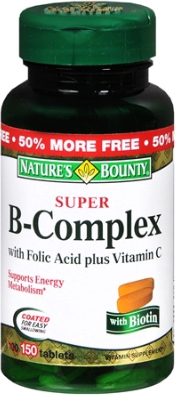 Nature's Bounty B-Complex with Folic Acid Plus Vitamin C Tablets 150