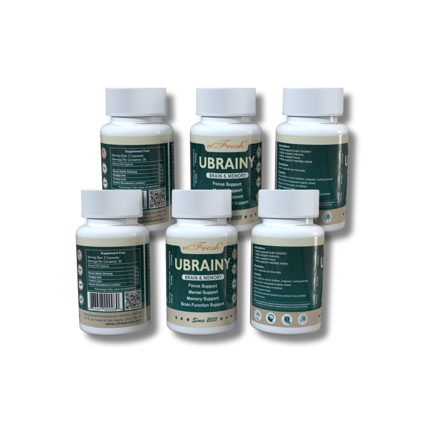 uFresh Ubrainy Brain and Memory Support Capsules, 1 Bottle