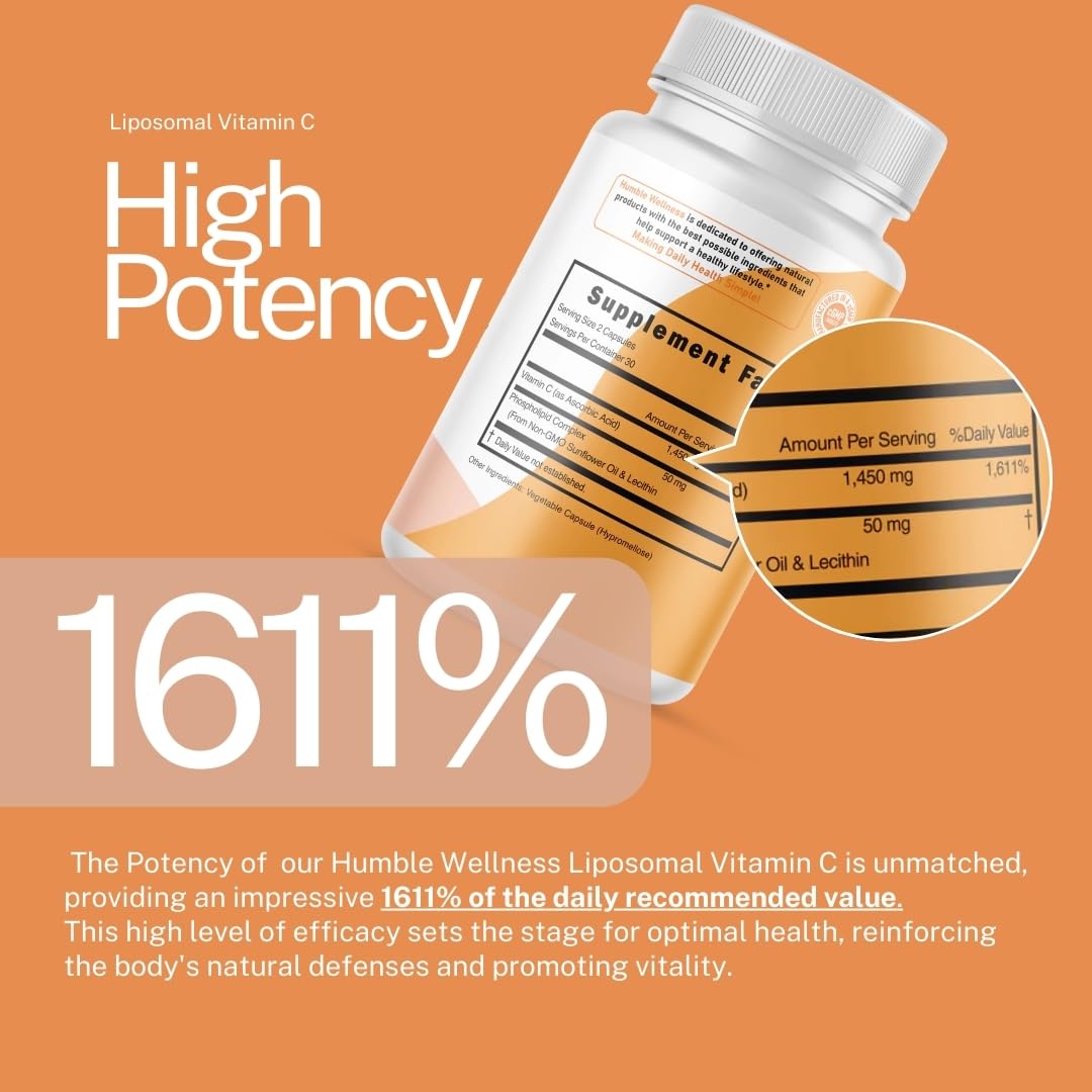 Humble Wellness Liposomal Vitamin C - Advanced Absorption Formula Capsule 60 Count