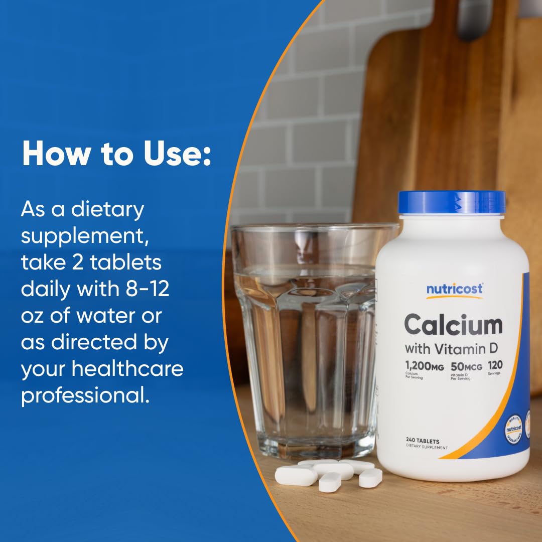 Nutricost Calcium with Vitamin D, 240 Tablets