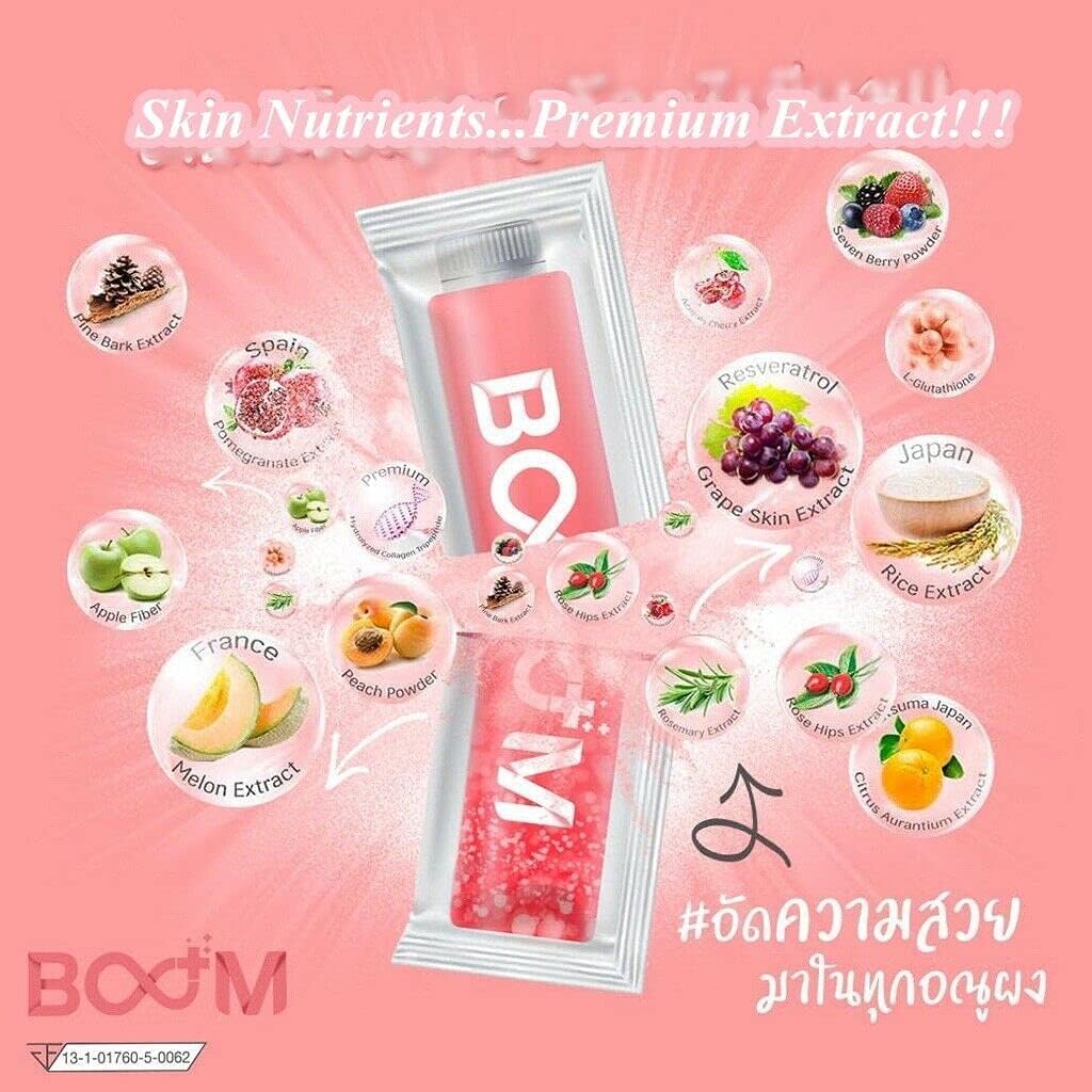 Teelek Boom Collagen Tri-Di Peptide Anti-Aging Bright Beautiful Powder, 14 Sachets/Box