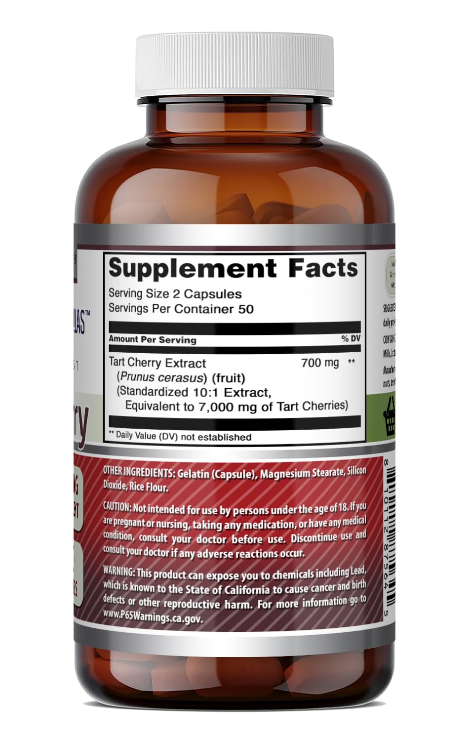 Amazing Nutrition Amazing Formulas Tart Cherry 700 Mg 10:1 Extract Capsules 100
