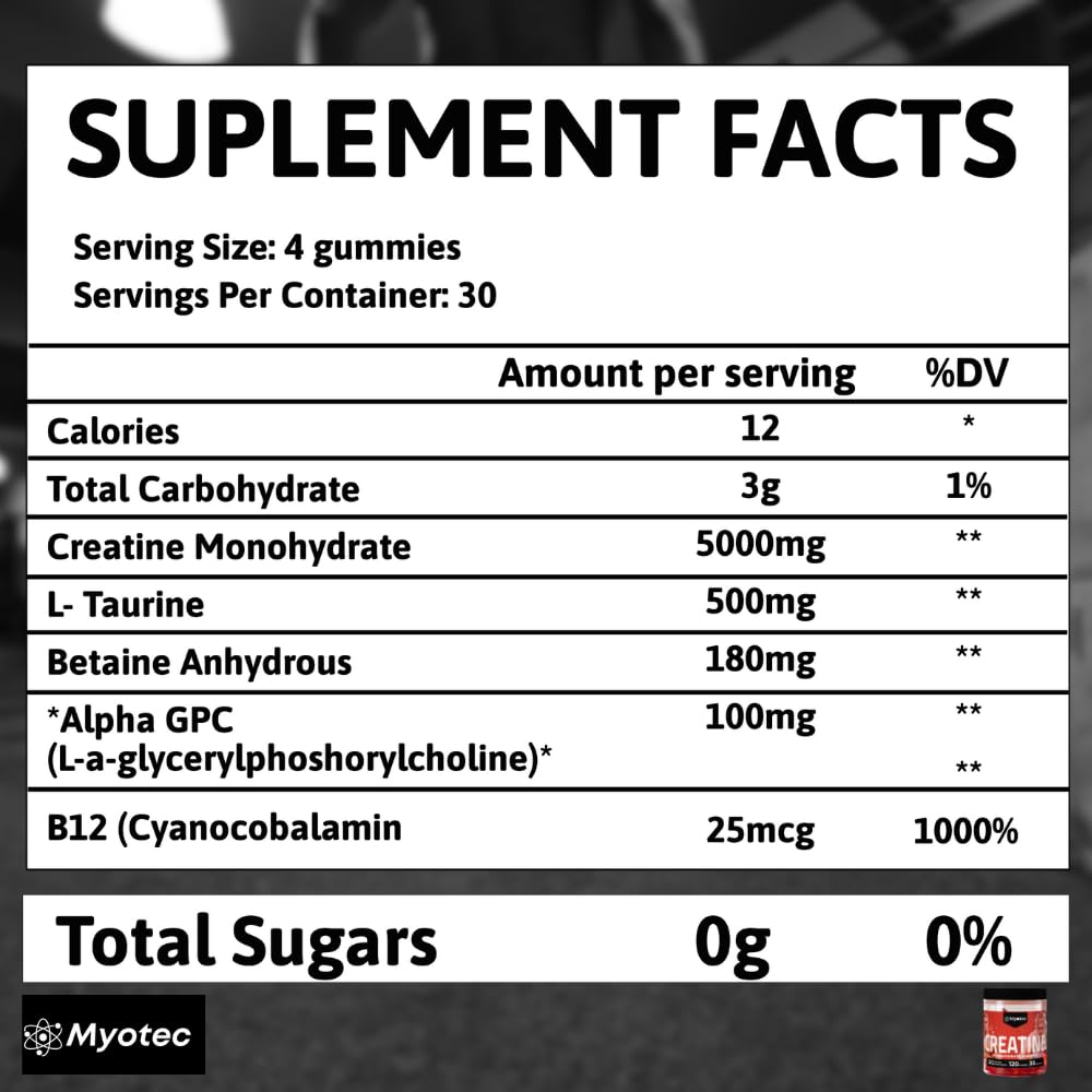 MYOTEC Creatine Monohydrate Gummies 120 Count
