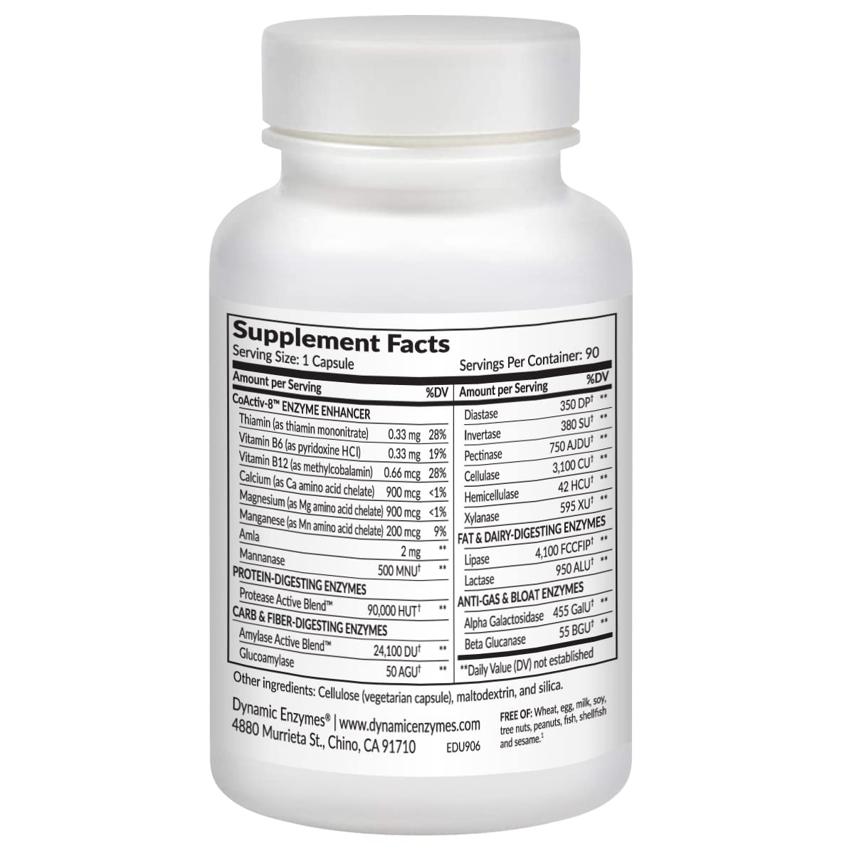 Dynamic Enzymes Eat E-Z Ultra Advanced Digestive Enzyme Supplement Capsule 90