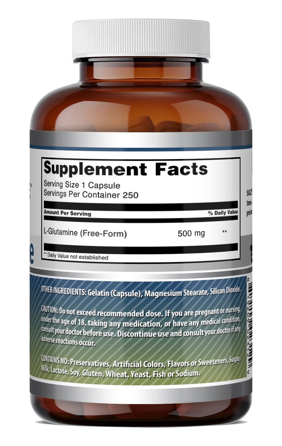 Amazing Nutrition L-Glutamine 500 mg Capsules, 250 Count