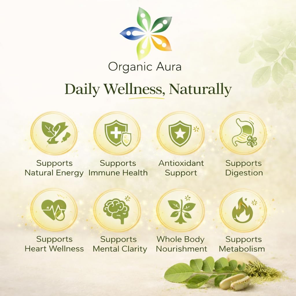 Organic Aura International Moringa Capsules, 240 Capsules