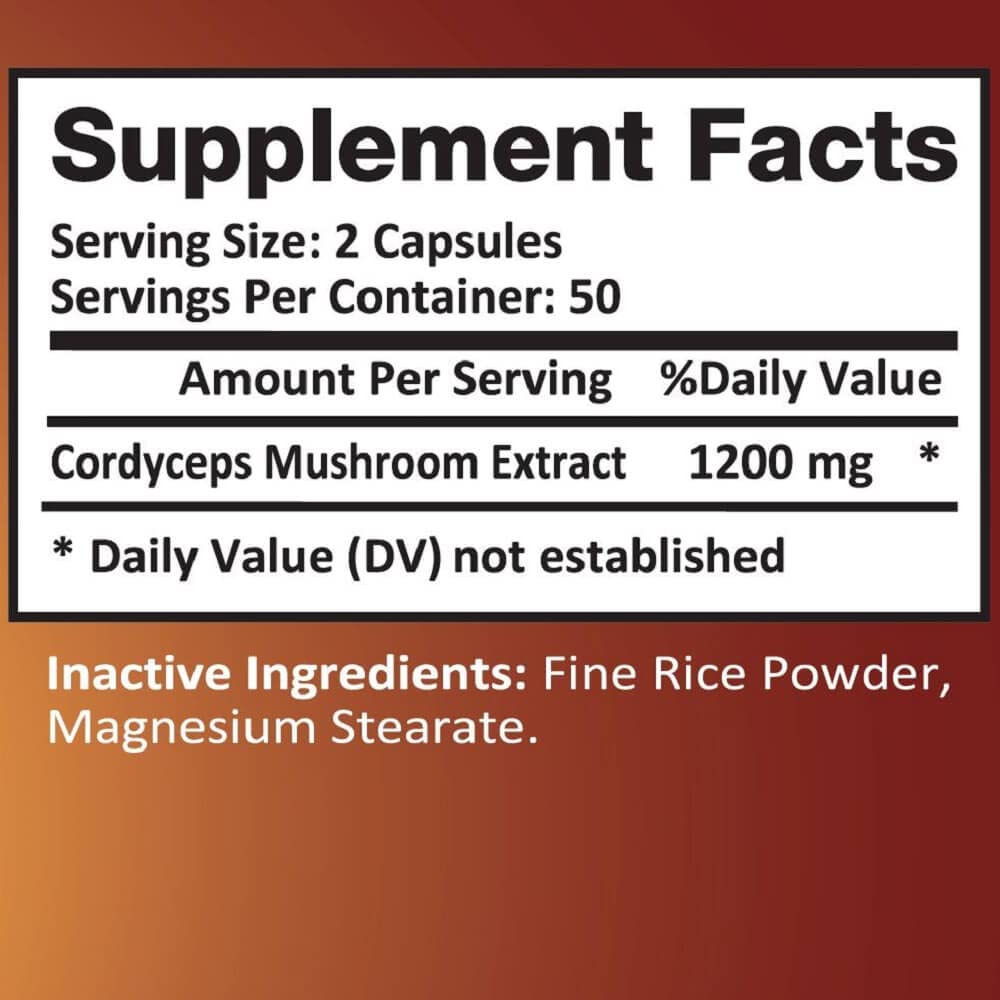 YongWell Cordyceps Extra Strength 1200mg Immune Enhancing Mushroom Capsule, 100 Count