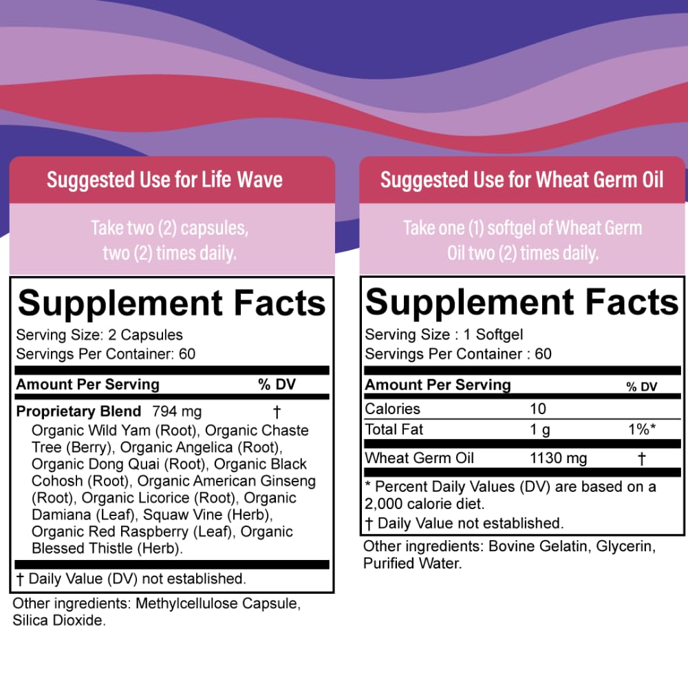 SPRIGS Life Wave Phase 2 Hormonal Support for Women, Herbal Wellness Formula with Wheat Germ Oil Capsules, 120 Capsules