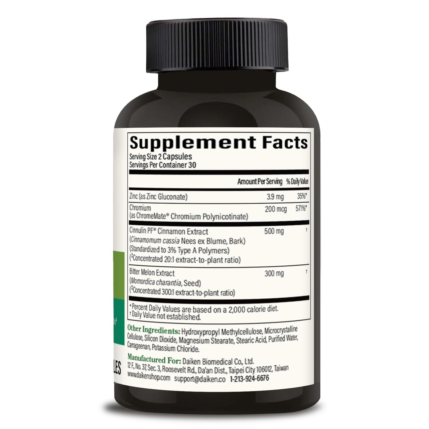DAIKEN Bitter Melon, Cinnamon & Chromium Capsules, 60 Capsules