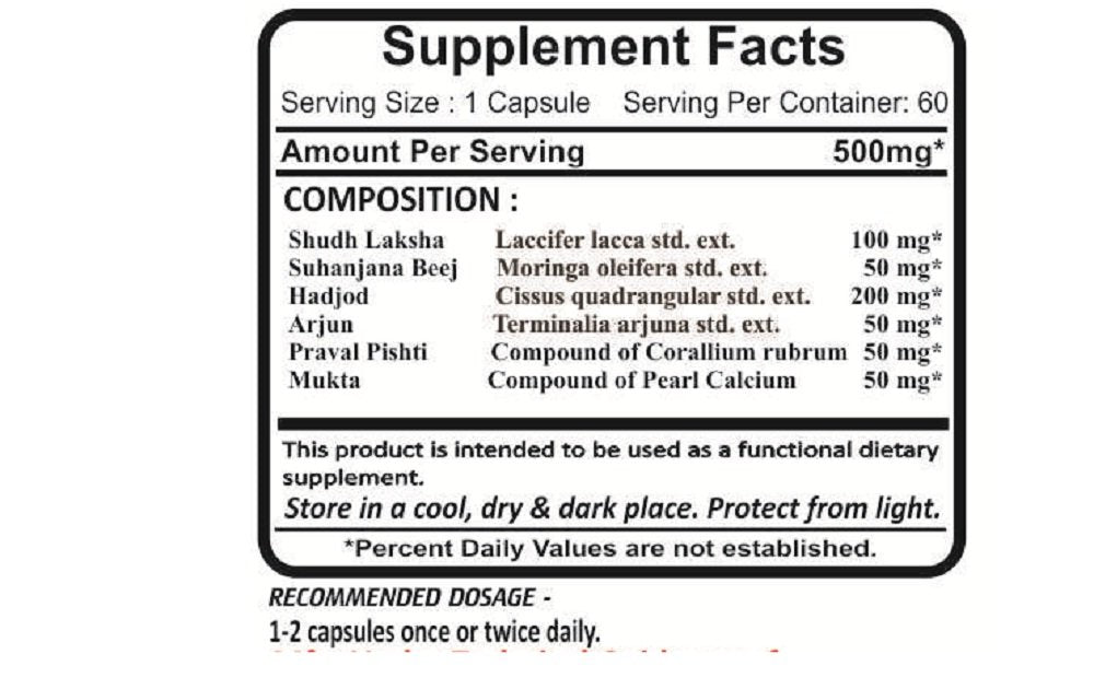 Planet Ayurveda Bone Support 500mg Veg Capsules, 2 Bottles