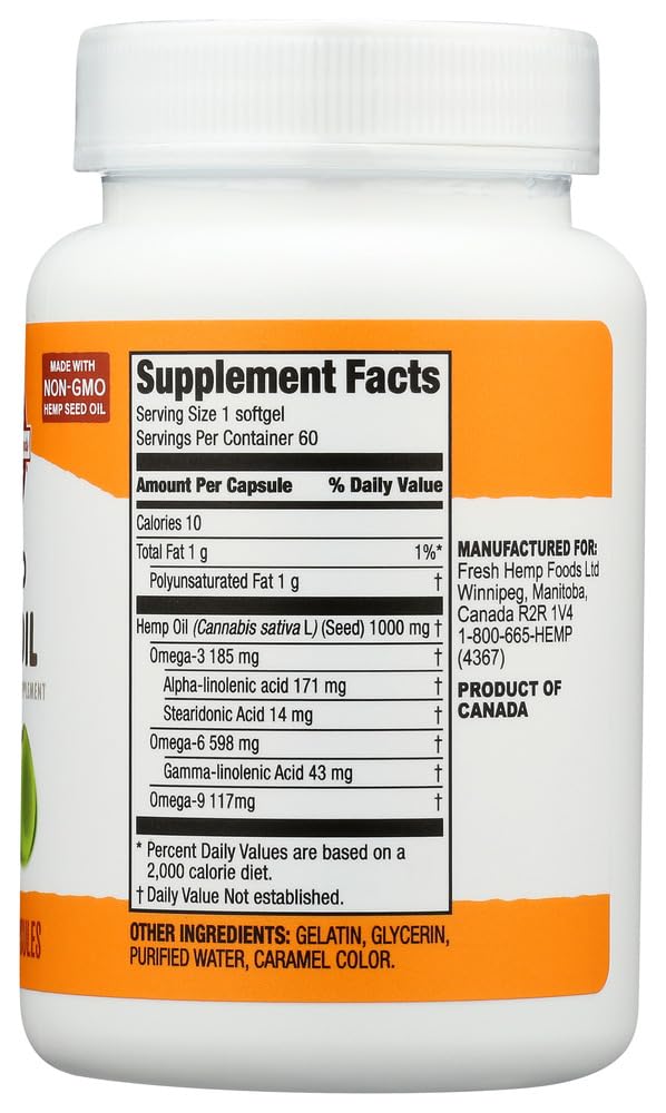 Manitoba Harvest Hemp Foods Hemp Seed Oil 1000 mg Softgels, 240 Count