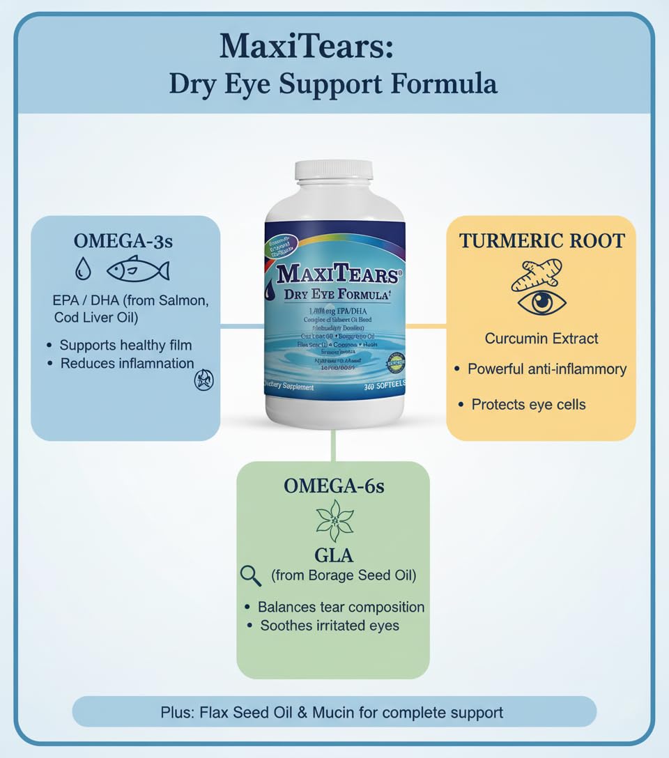 MaxiTears Dry Eye Supplement Softgels 360 Count