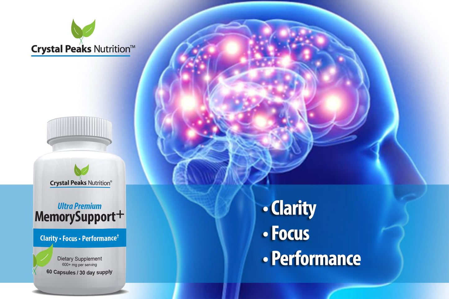 Crystal Peaks Nutrition Memory Boost Brain Support Nootropic Capsule, 60 Count