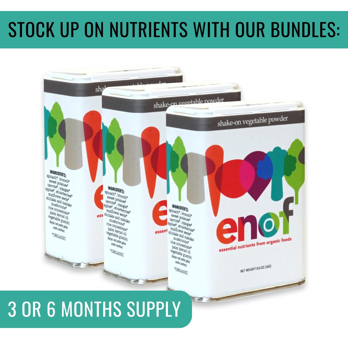 ENOF Organic Fruit and Vegetable Powder, 0.6 Ounce, 60 Servings