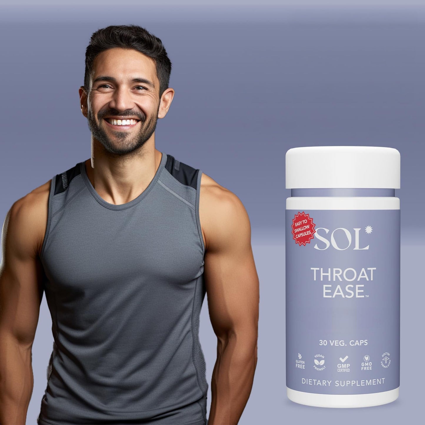 Sol Nutrition Throat Ease Supplement Capsules, 30 Count