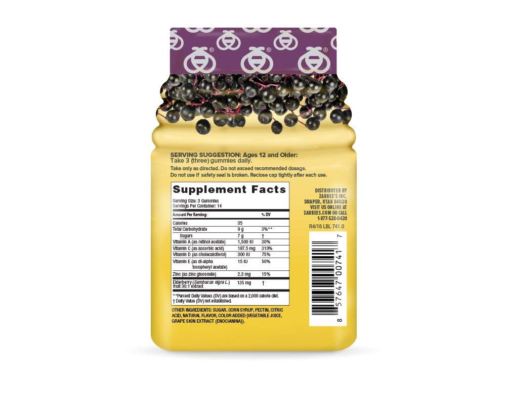 Zarbee's Adult Elderberry Immune Support Gummy, 42 Count