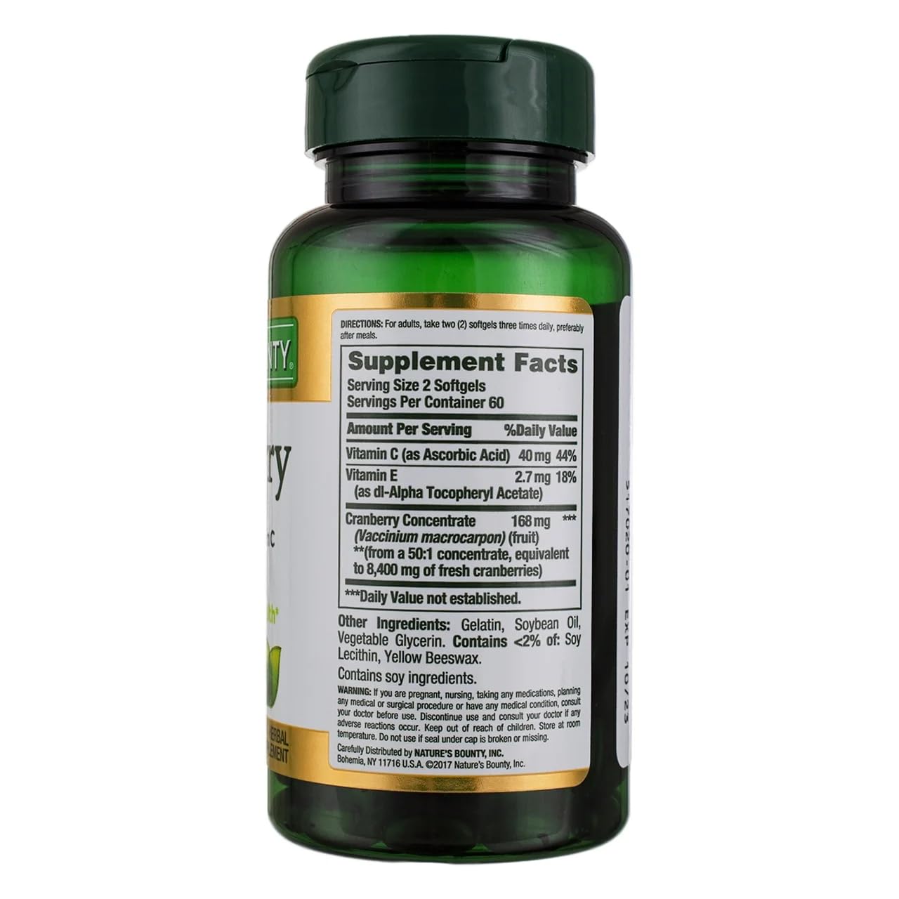 Nature's Bounty Cranberry Softgels Plus Vitamin C 120 Softgels