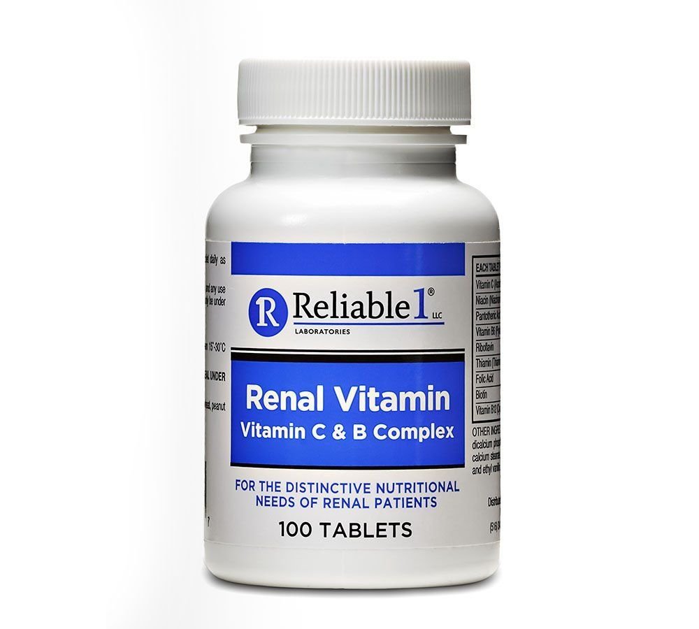 Reliable-1 Laboratories Renal Vitamin C & B Complex for Men and Women Tablet 100 Tablets