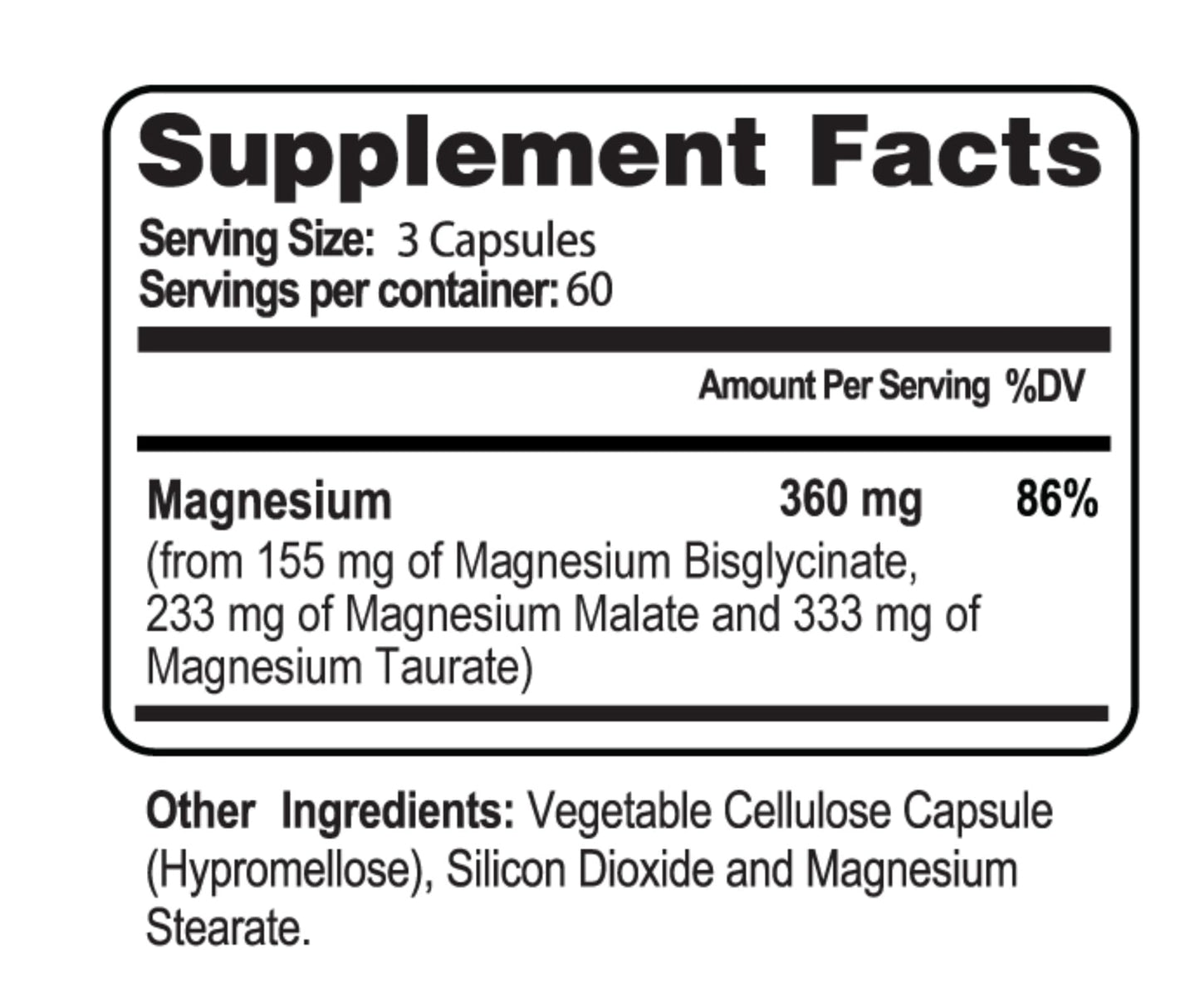 Health As It Ought To Be Magnesium Syn3rgy (Mag BisGlycinate, Mag Malate, Mag Taurate) Capsules, 180 Count