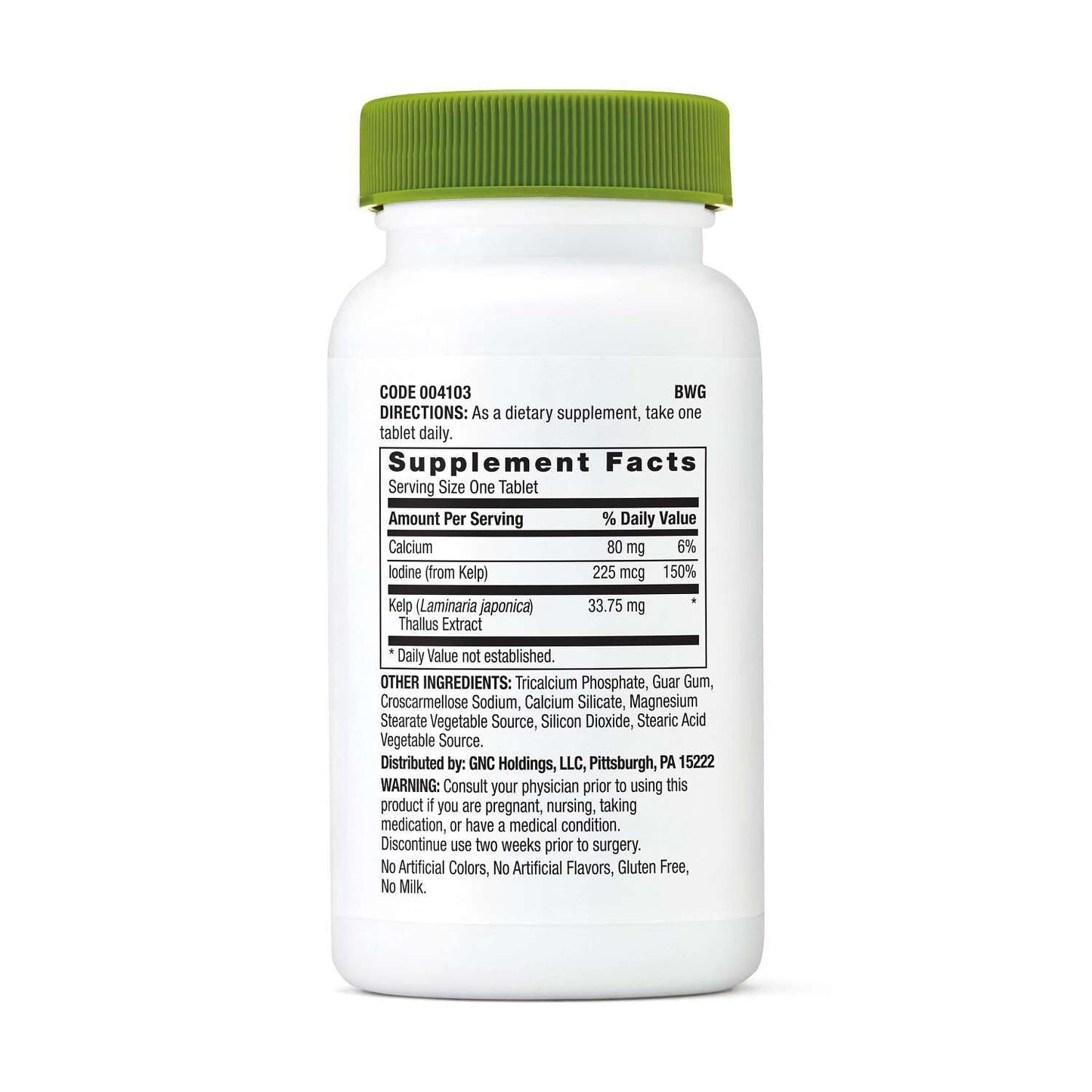 GNC SuperFoods Kelp Plus Calcium and Iodine Vegetarian 180 Tablets