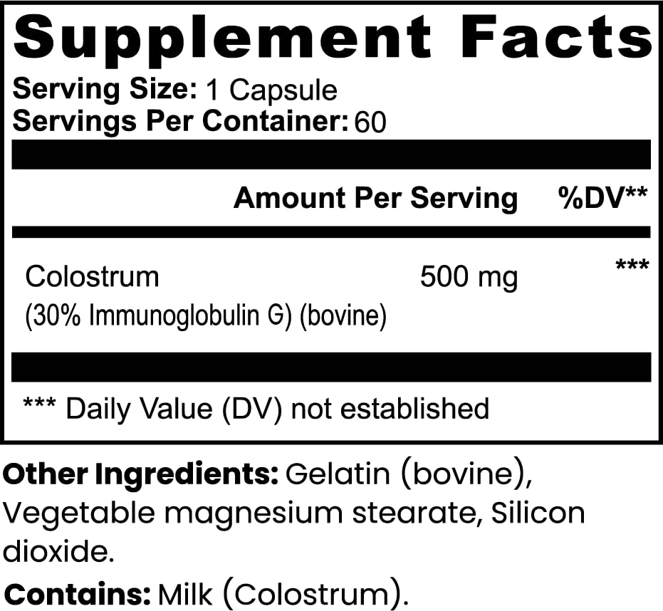 Lozano Organics Bovine Colostrum Supplement 60 Capsules