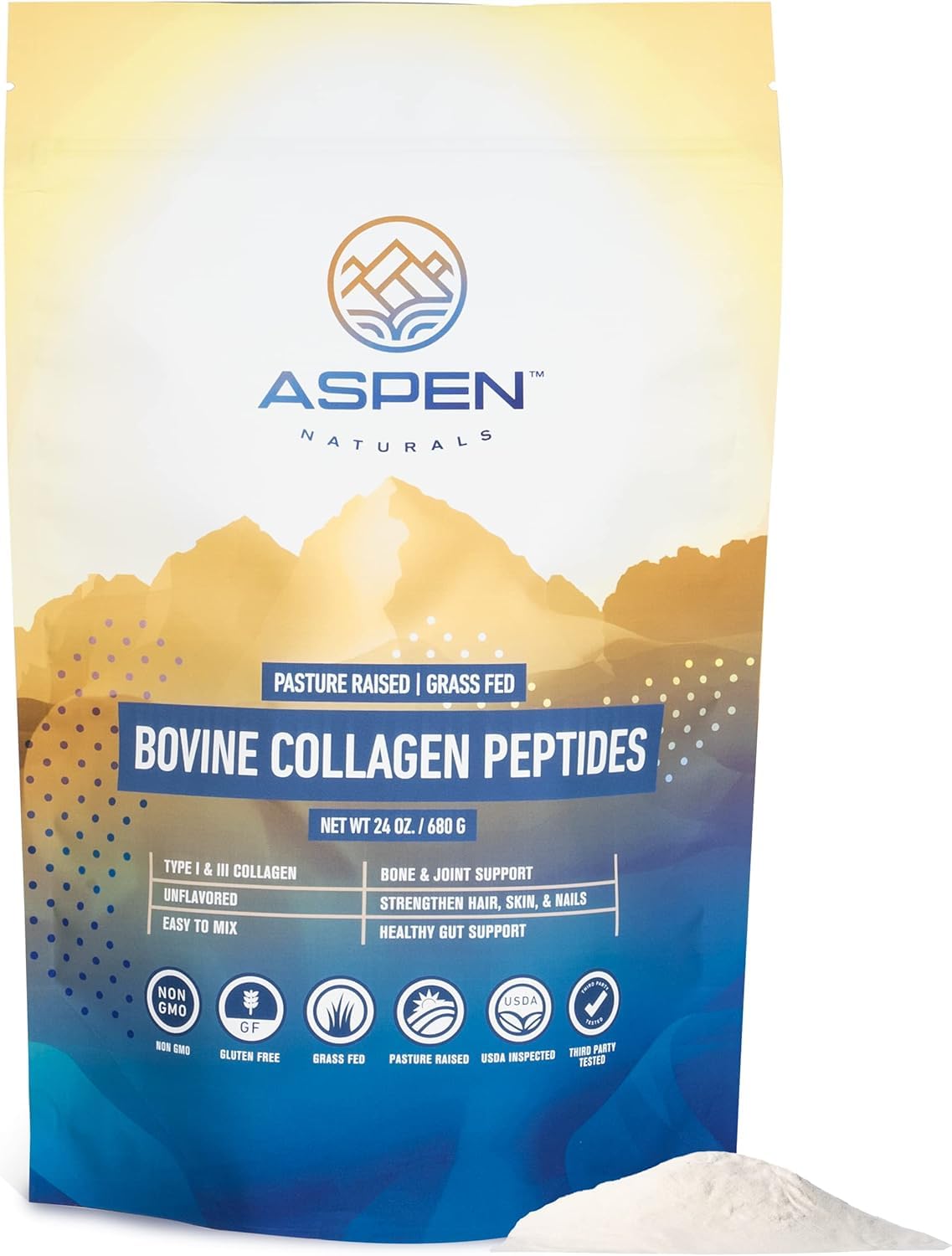 Aspen Naturals Bovine Collagen Peptides Powder, 24 oz