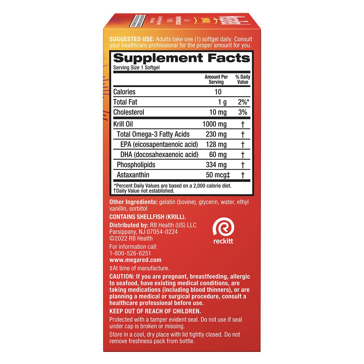 MegaRed Ultra Strength 1000mg Omega-3 Krill Oil Supplement with EPA/DHA, Astaxanthin & Phospholipids Softgels, 180 Count