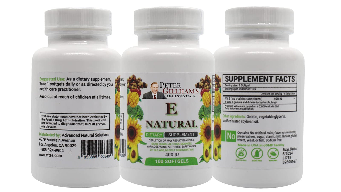 Peter's Choice Natural Vitamin E 400IU Softgel, 100 Softgels