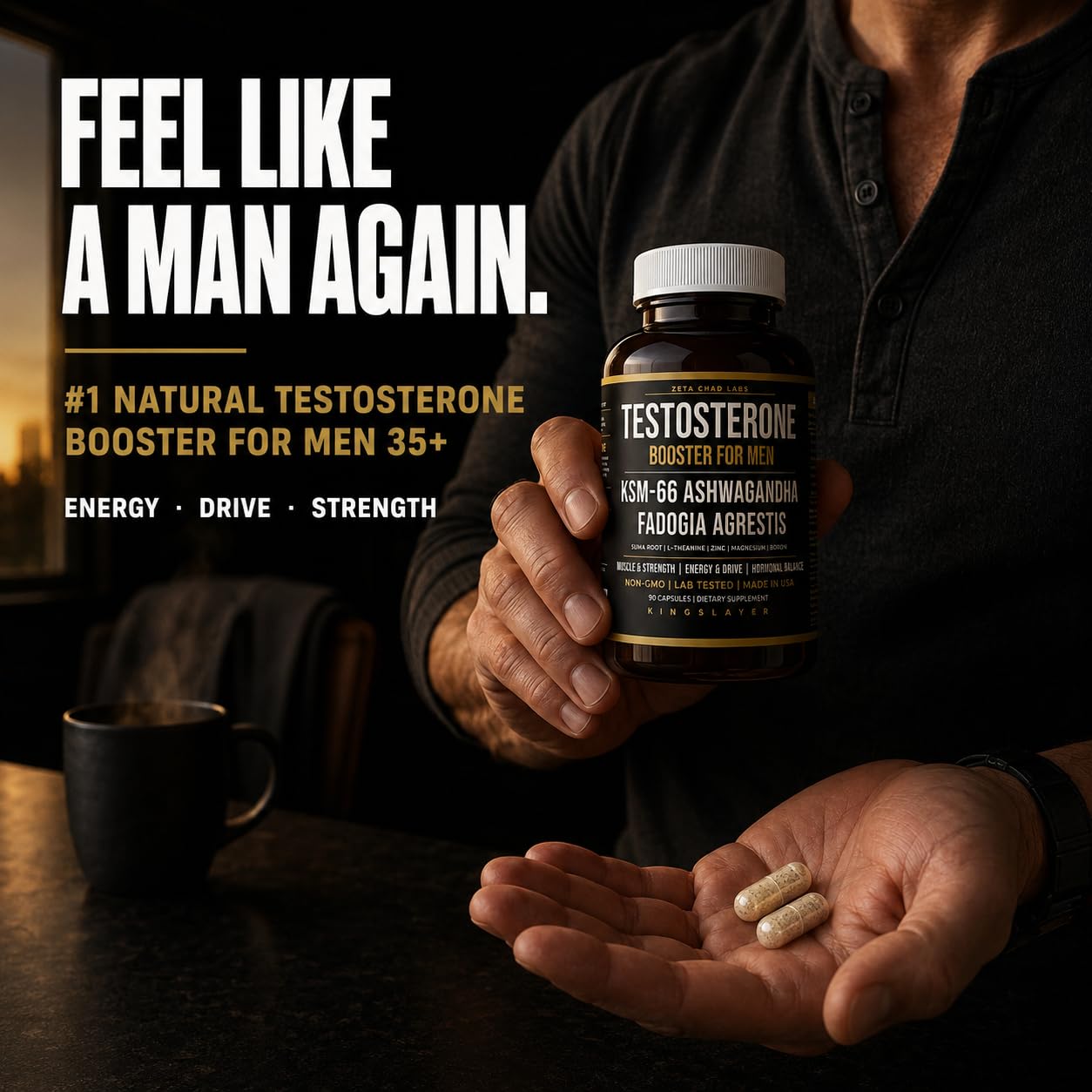 Zeta Chad Labs Kingslayer 7-in-1 Testosterone Booster Capsule 90 Count