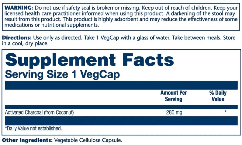 Xllent Activated Charcoal 280mg Capsules, 90 Count