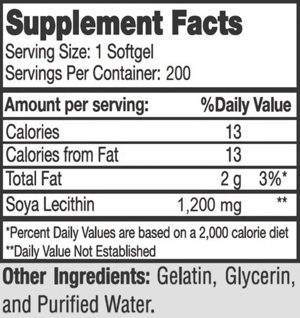 Nu-Health Soy Lecithin 1200 mg Capsules, 300 Count