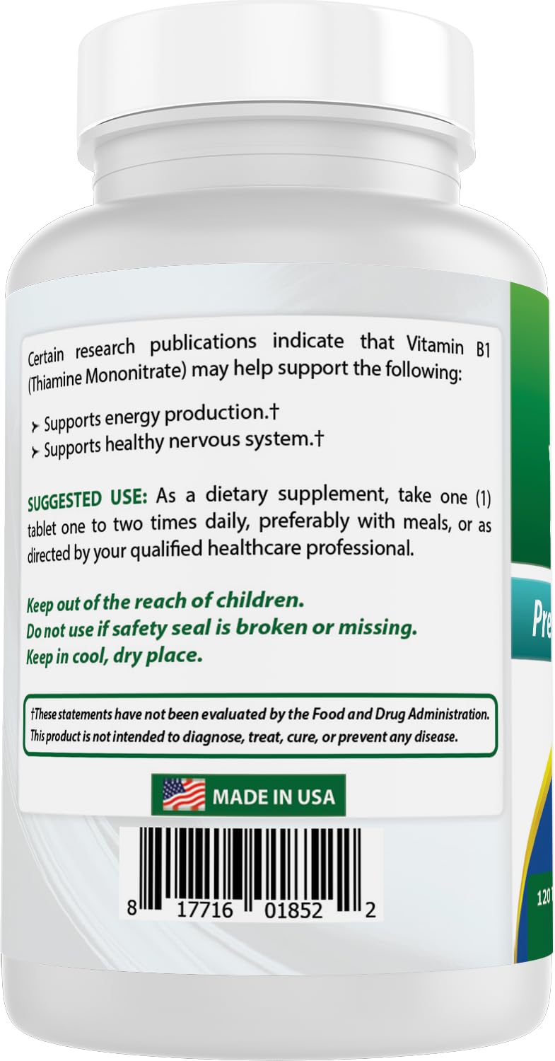 Best Naturals Vitamin B1 Thiamine Mononitrate 500 mg Tablet, 120 Count