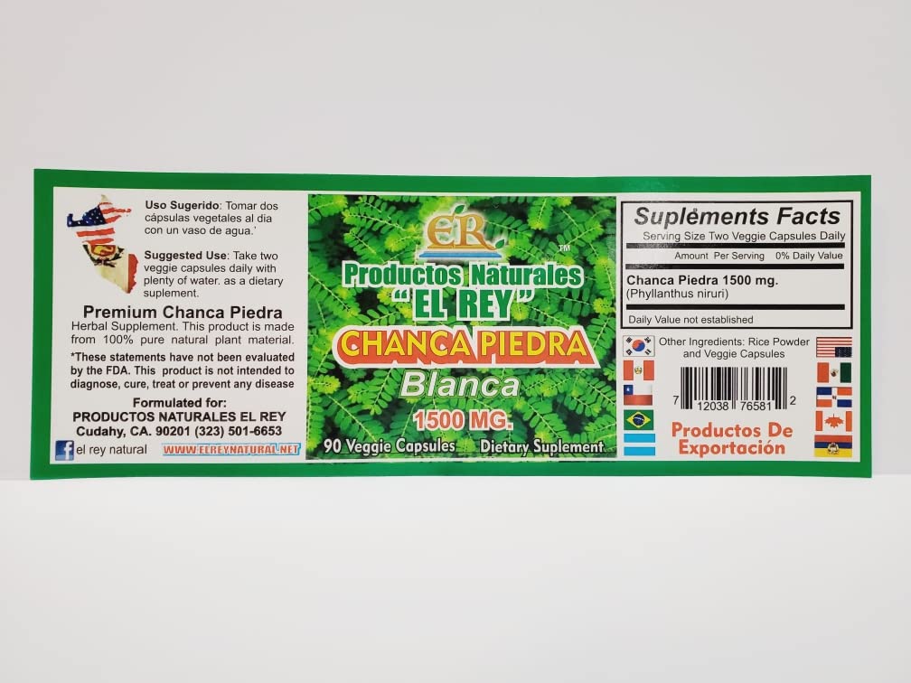 Productos Naturales El Rey Chanca Piedra Blanca 1500 mg Capsule 1 Count