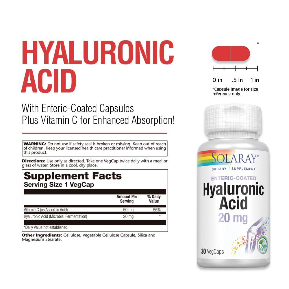 SOLARAY Hyaluronic Acid Capsules, 30 Count