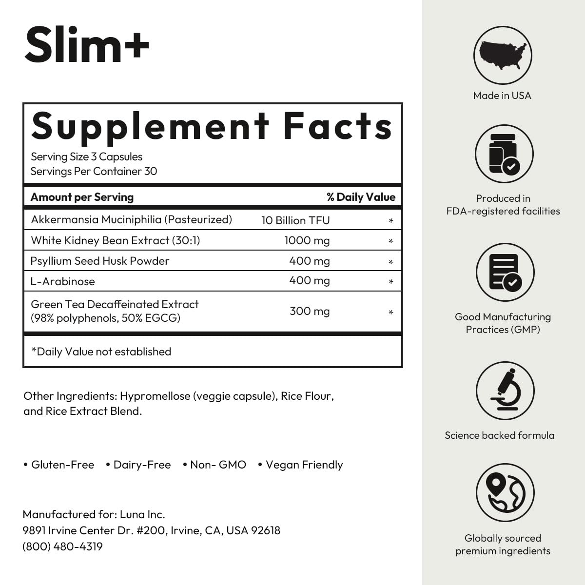 BIGVITA Slim+ GLP-1 & AKK Gut Support Capsules 90 Count