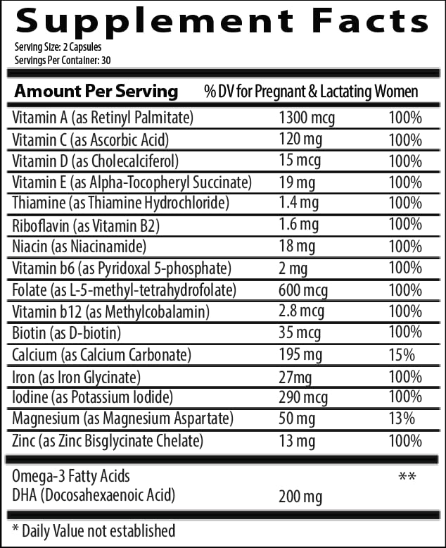 Research Labs Prenatal Vitamins for Women: 6X More Bioavailable Methylated Folate Folic Acid MTHF 5 Capsules 60 Count