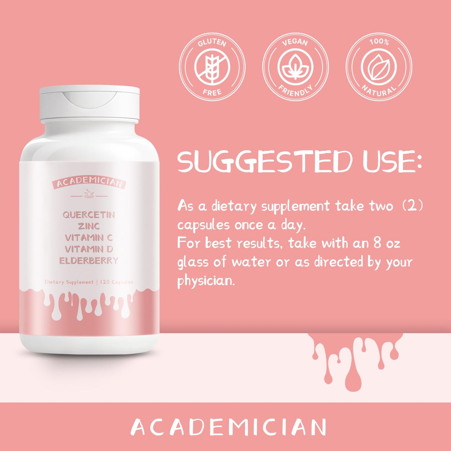 ACADEMICIAN Elderberry with Zinc, Vitamin C, and Vitamin D Capsules, 120 Count