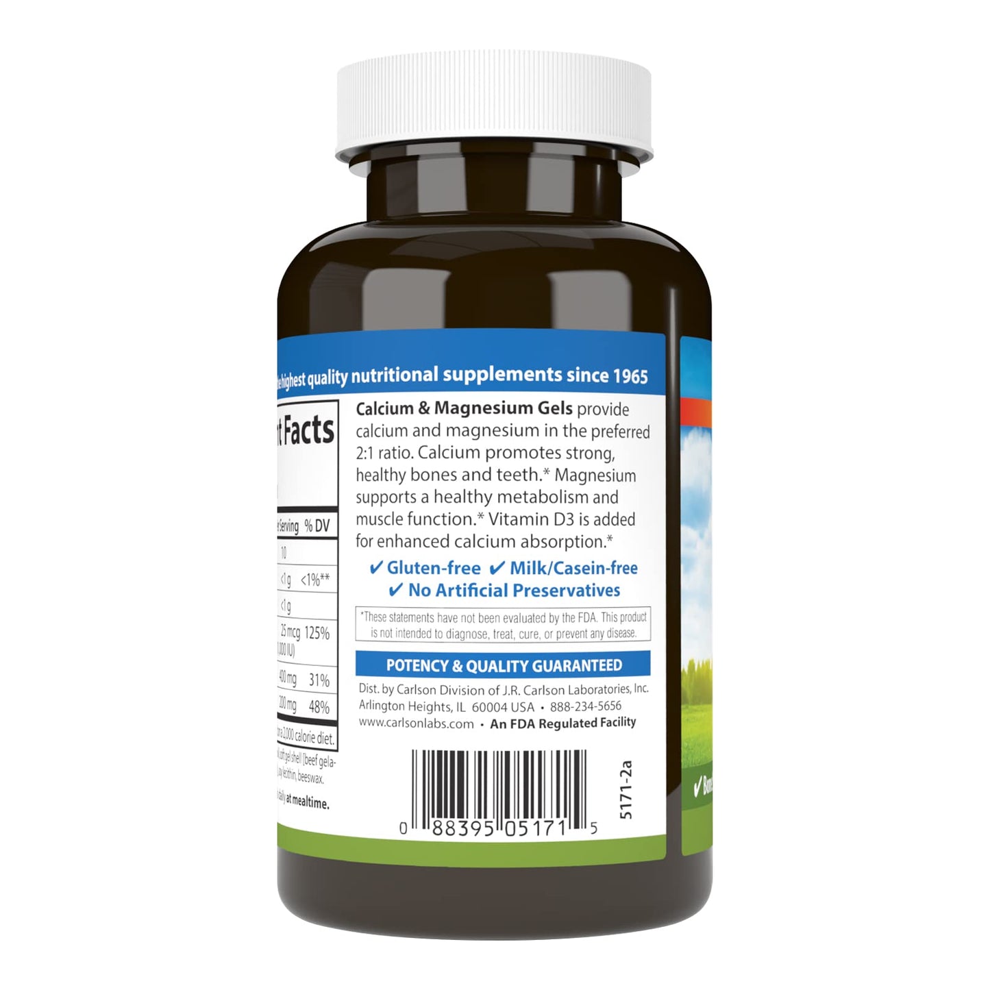 Carlson Calcium & Magnesium Gels Softgel 100 Softgels