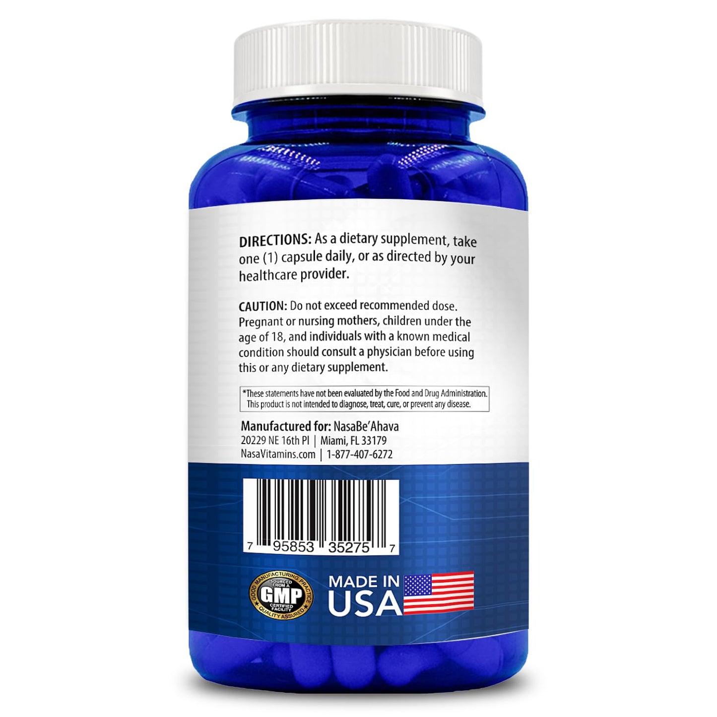 NasaBeahava Vitamin B3 Nicotinamide 500mg Capsules, 180 Count