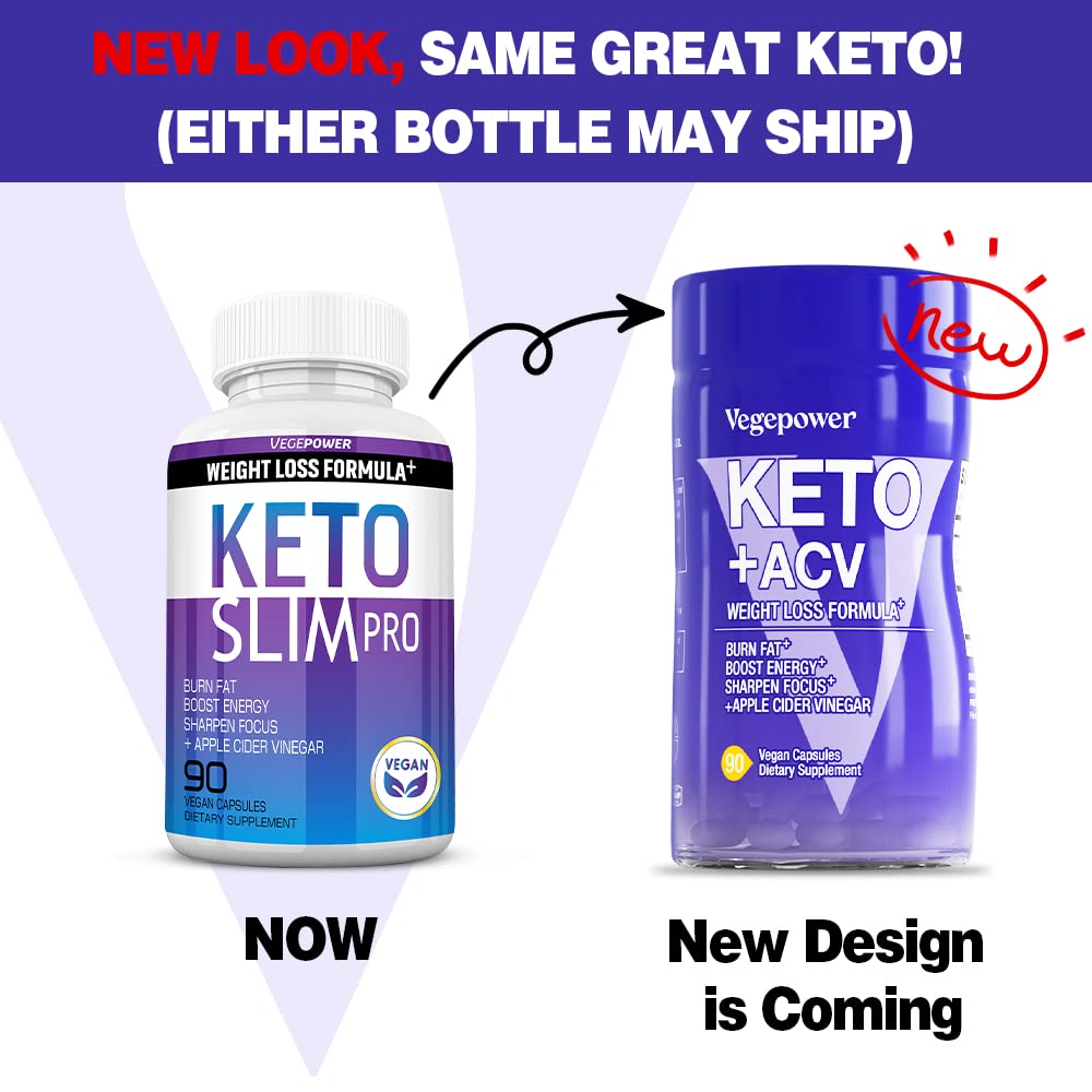 VEGEPOWER Keto Pills Apple Cider Vinegar Weight Loss Fat Burner Ketosis Diet Support Boost Energy Ketones Supplement 90 Capsules
