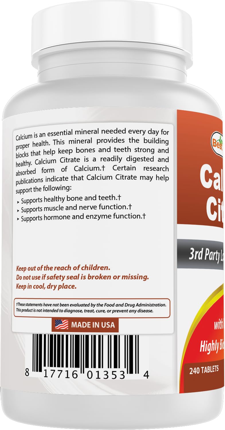 Best Naturals Calcium Citrate with Vitamin D-3, 480 Tablets