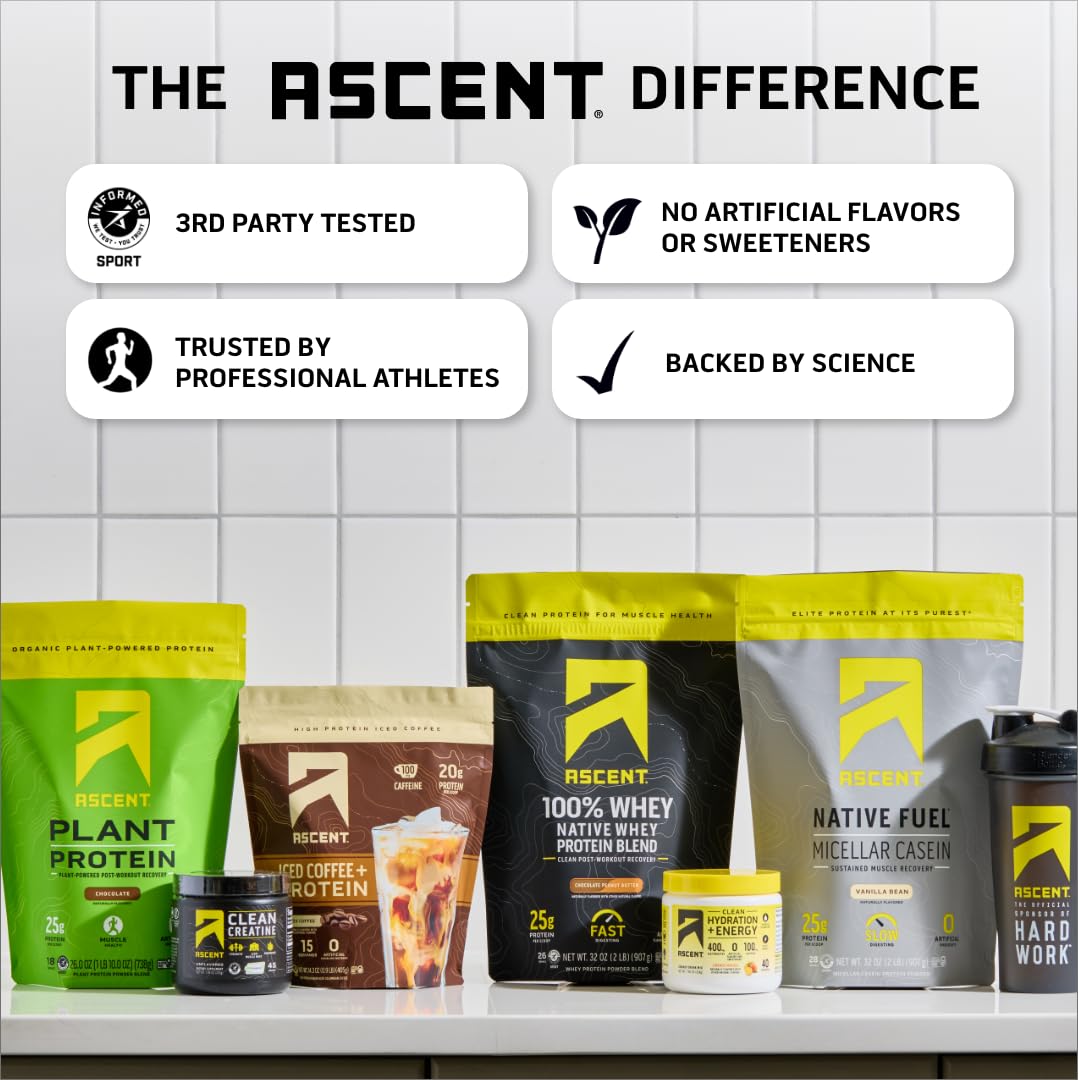 Ascent 100% Whey Protein Powder Strawberry 27.2 Servings